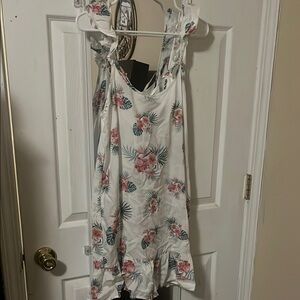 Floral White Swim Coverup